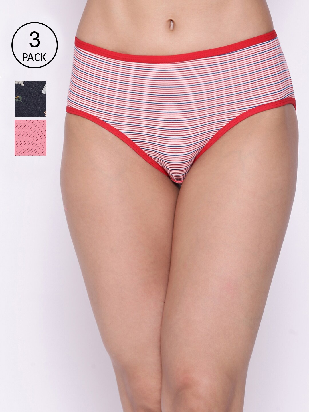 

Clovia Women Pack Of 3 Printed Mid Waist Cotton Hipster Briefs, Multi
