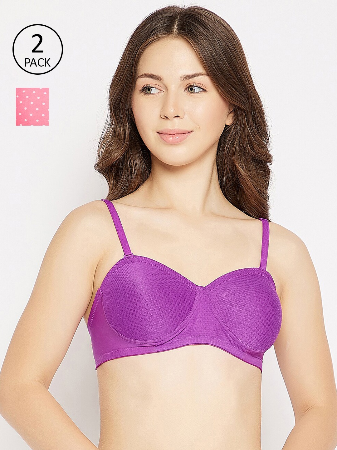 

Clovia Pack Of 2 Purple & Pink Bra Lightly Padded