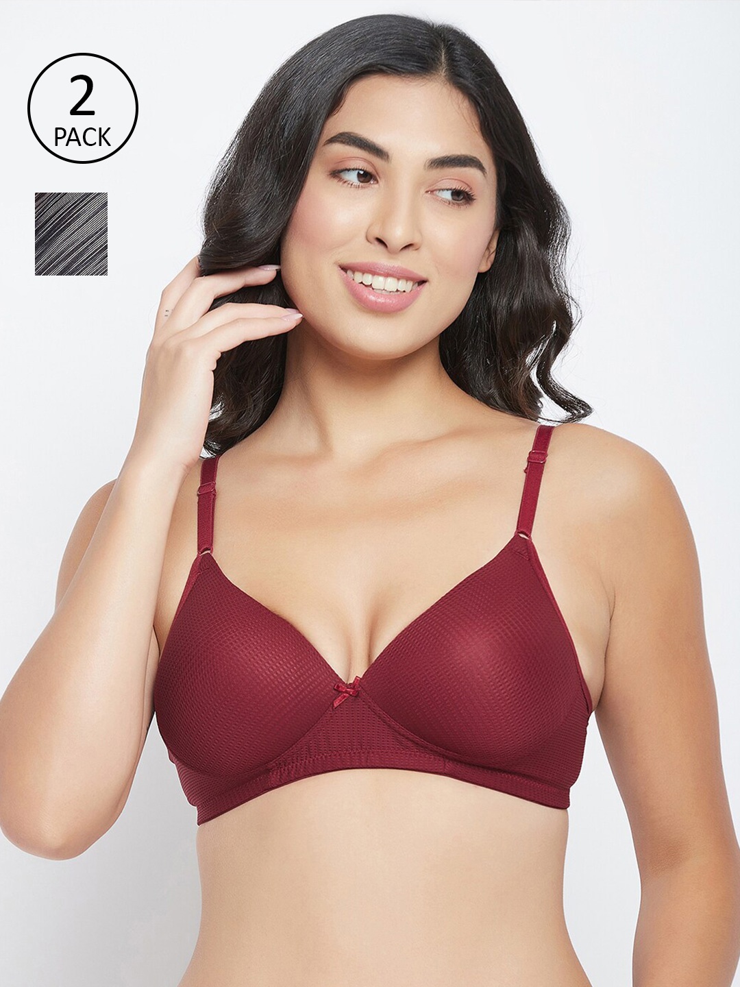 

Clovia Pack of 2 Multicoloured Geometric Bra Heavily Padded, Multi