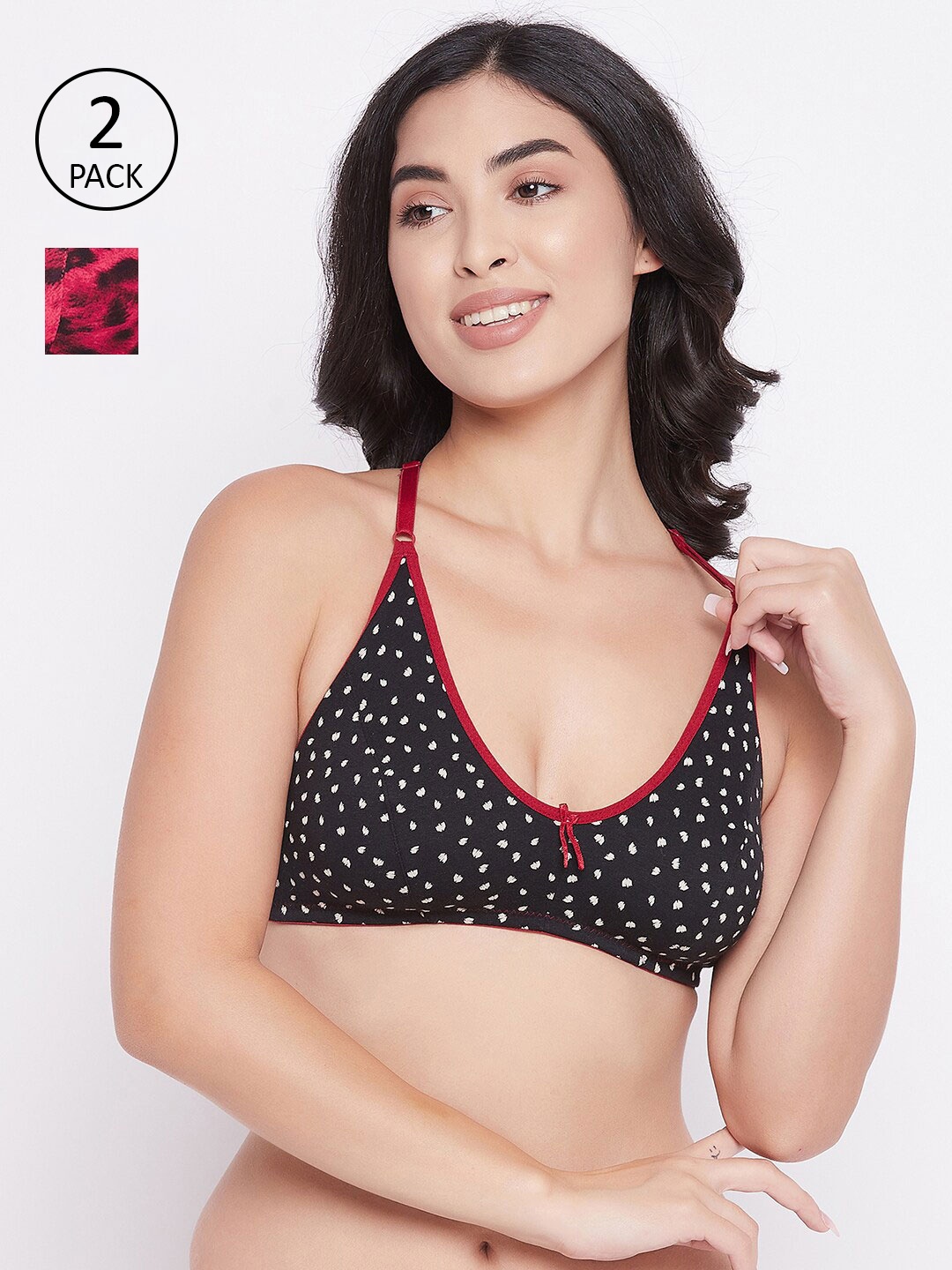 

Clovia Multi Color Pack Of 2 Abstract Printed Non-Padded Cotton Everyday Bra