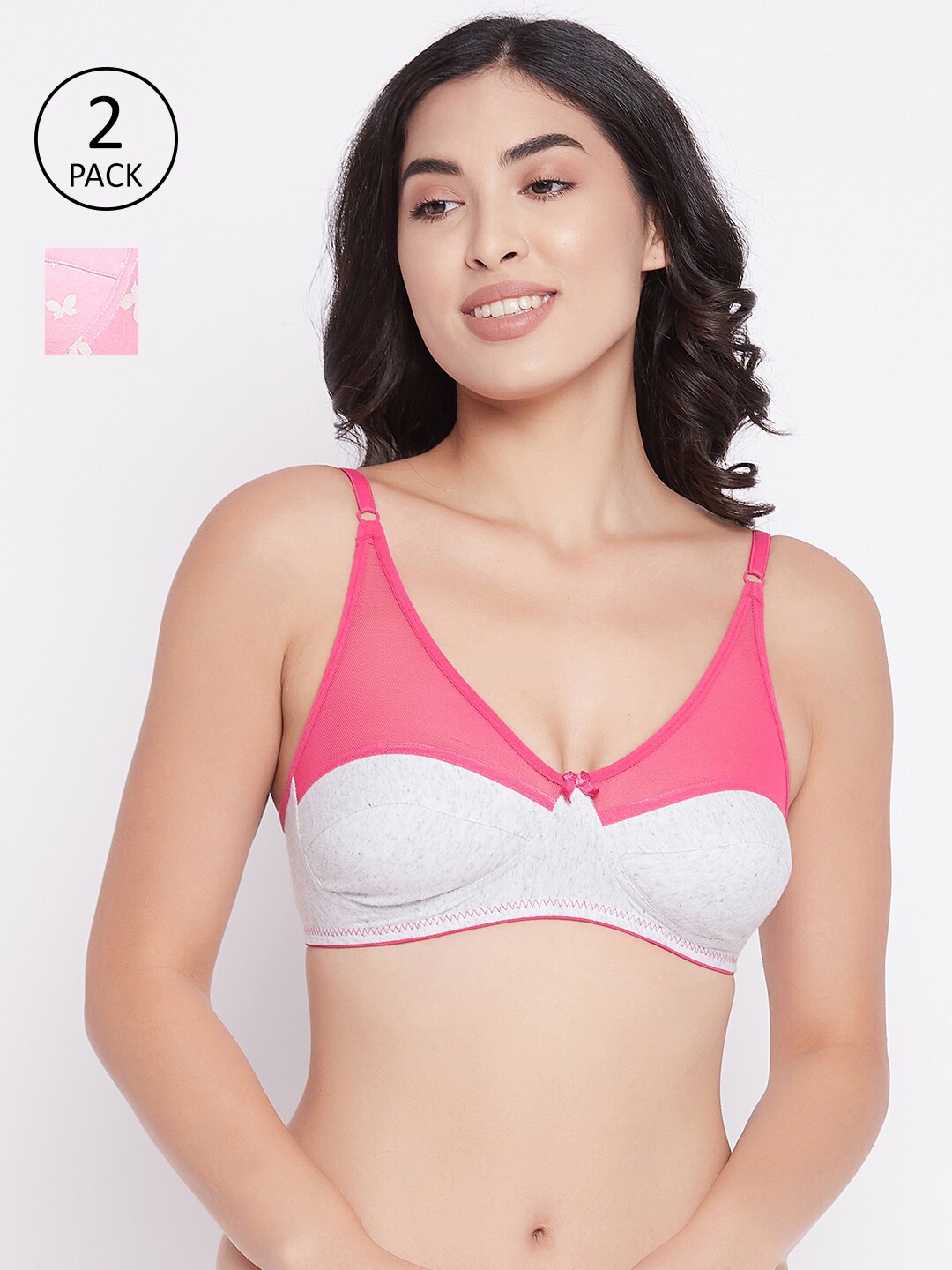 

Clovia Pack of 2 Cotton Non-Padded Non-Wired Bra, White