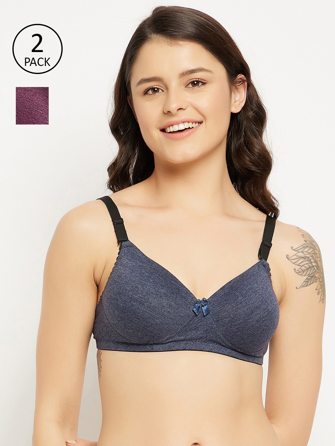 

Clovia Pack of 2 Multicoloured Bra Heavily Padded, Multi