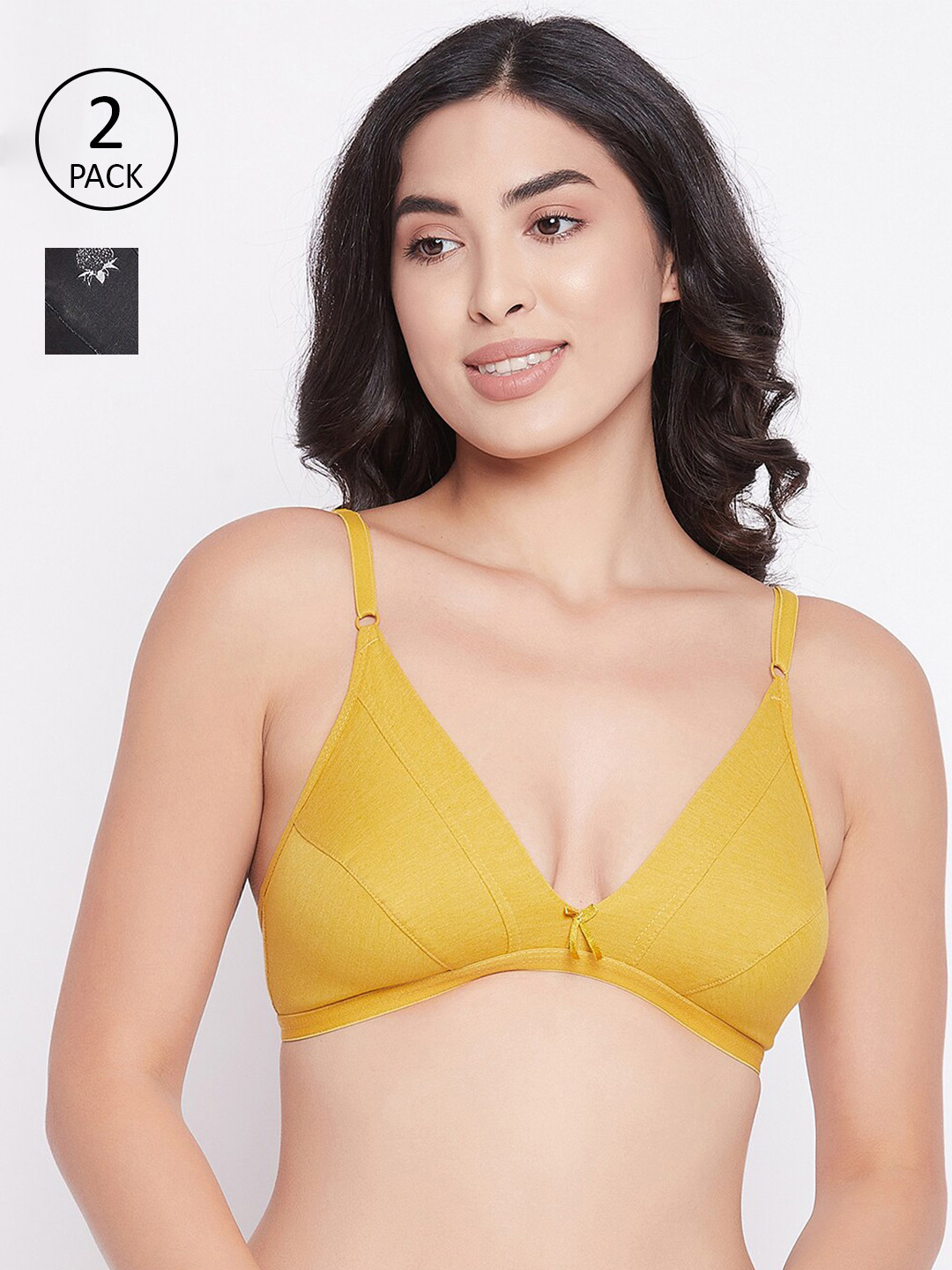 

Clovia Multicoloured Set of 2 Graphic Printed Non-Padded Cotton Bra, Multi