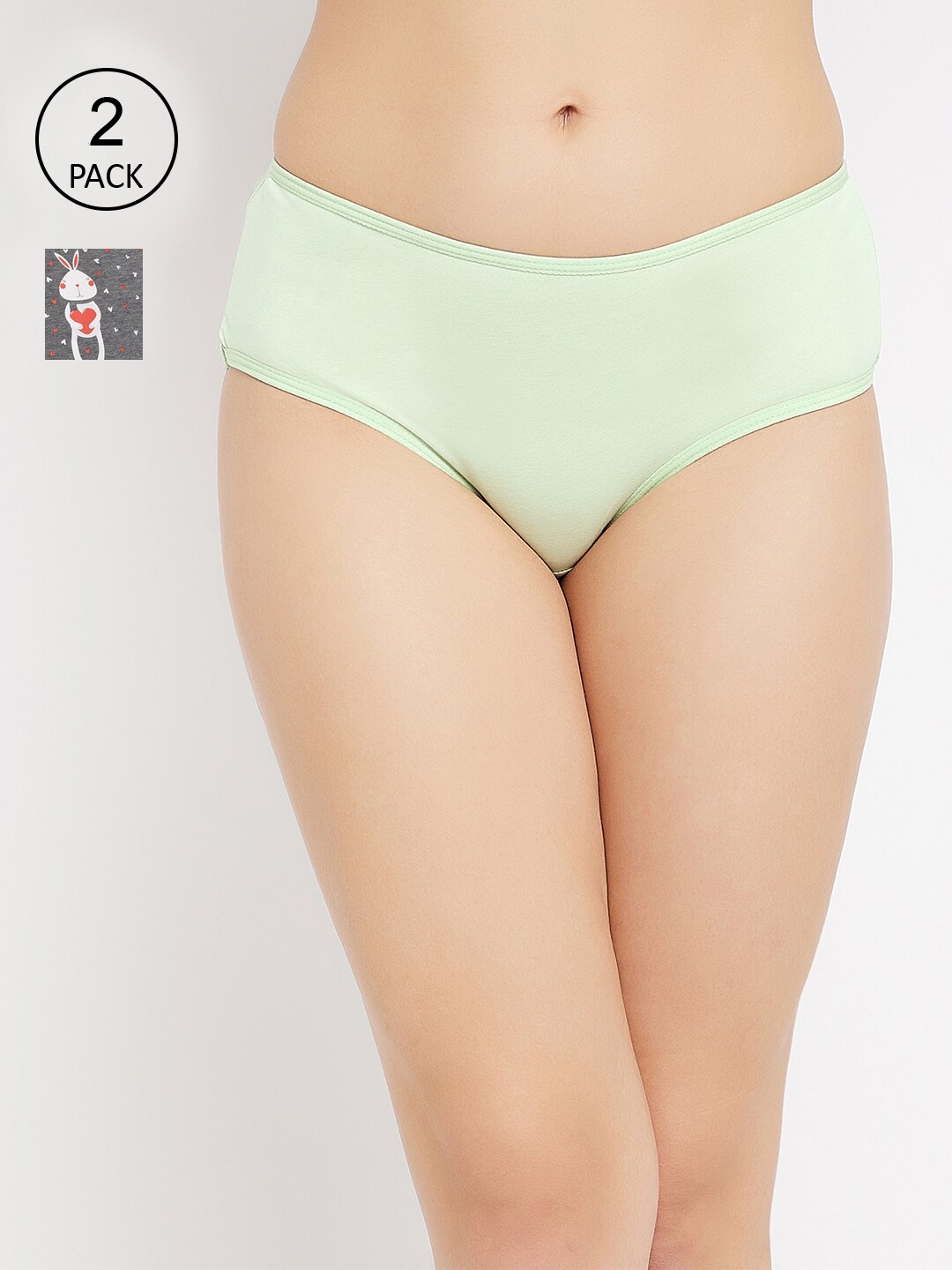

Clovia Women Pack of 2 Printed Cotton Hipster Briefs, Green