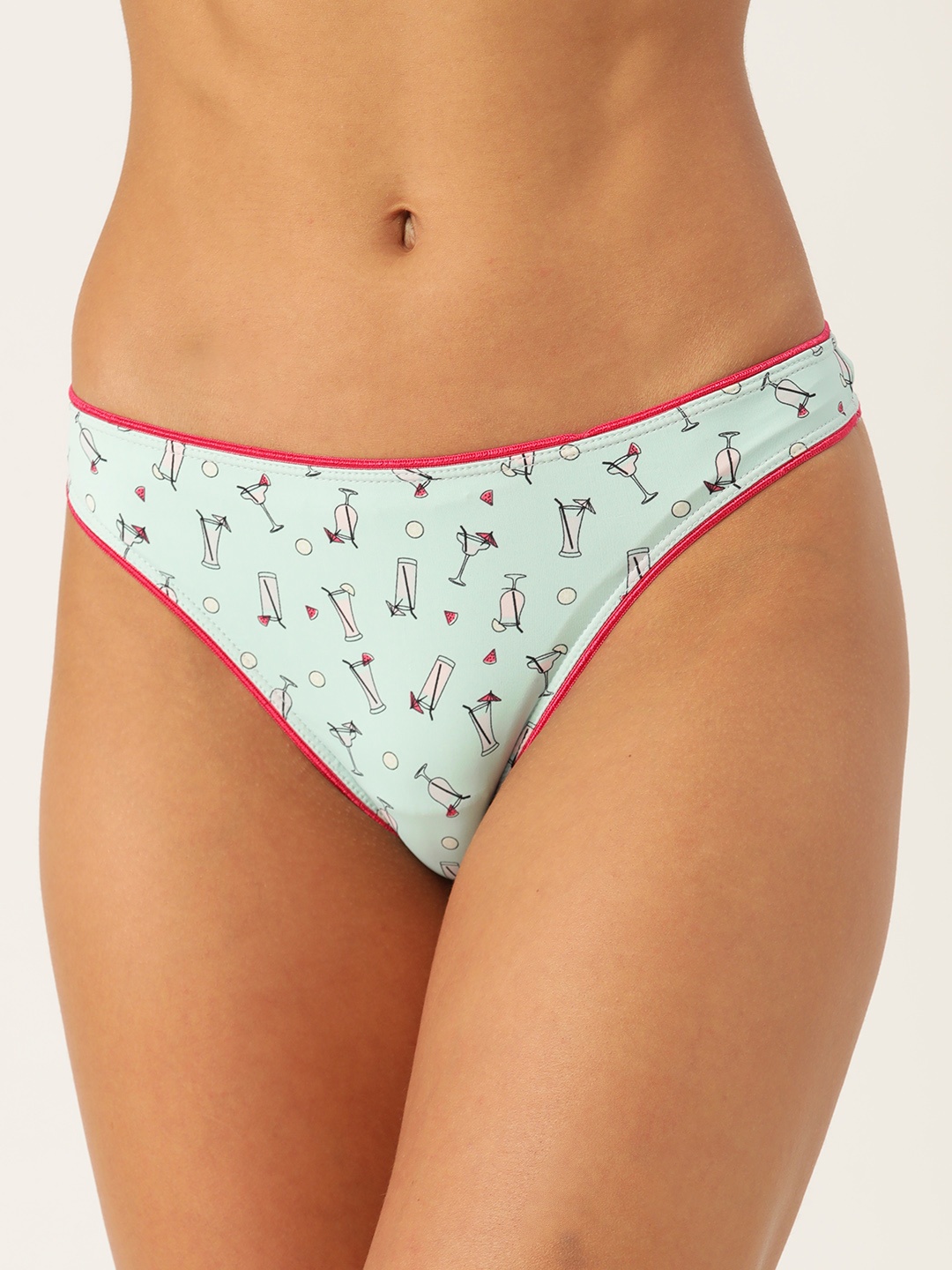 

Leading Lady Women Sea Green Printed Mid-Rise Cotton Thongs