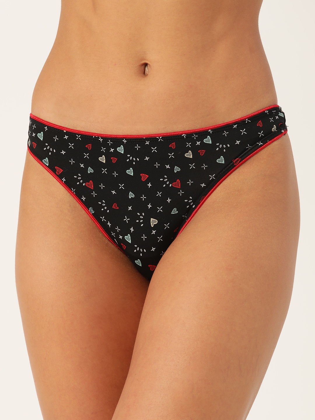 

Leading Lady Black Printed Mid-Rise Cotton Thongs TGP-6010