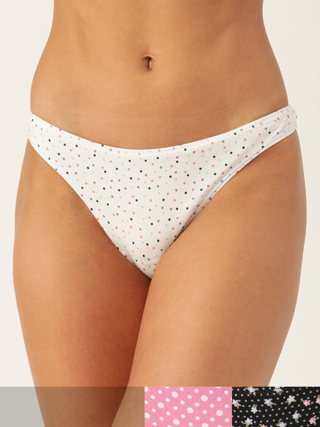 

Leading Lady Women Pack of 3 Mid-Rise Cotton Thongs TGP-6002, Pink