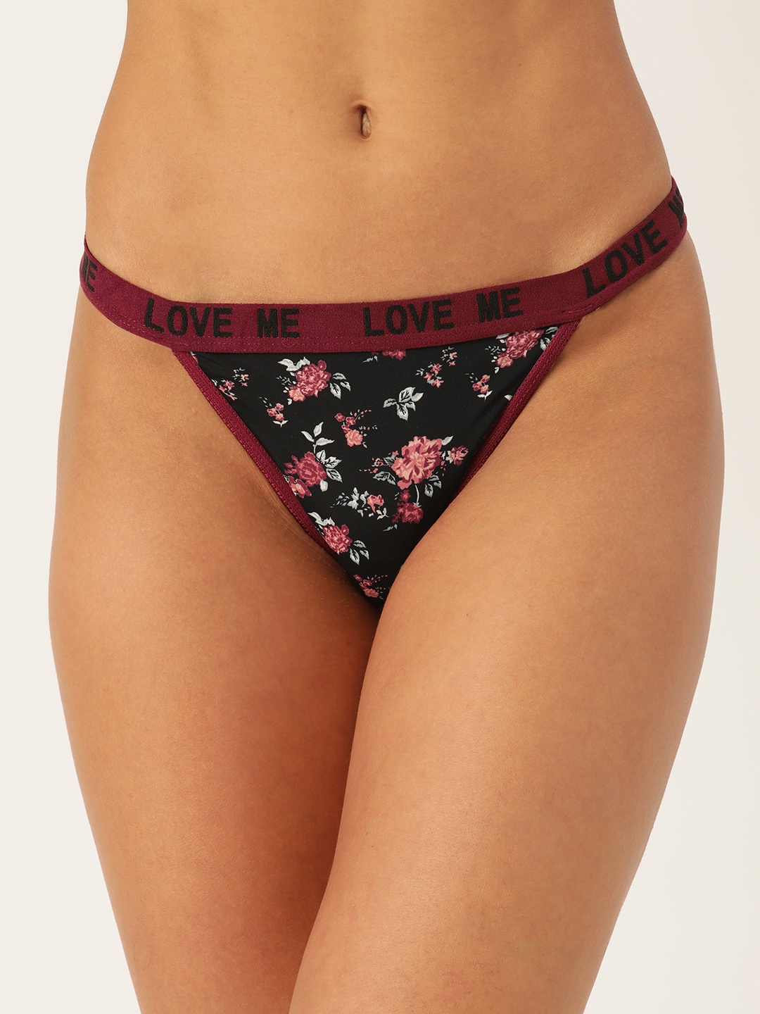 

Leading Lady Women Maroon & Black Mid-Rise Cotton Thongs TGMP-6015