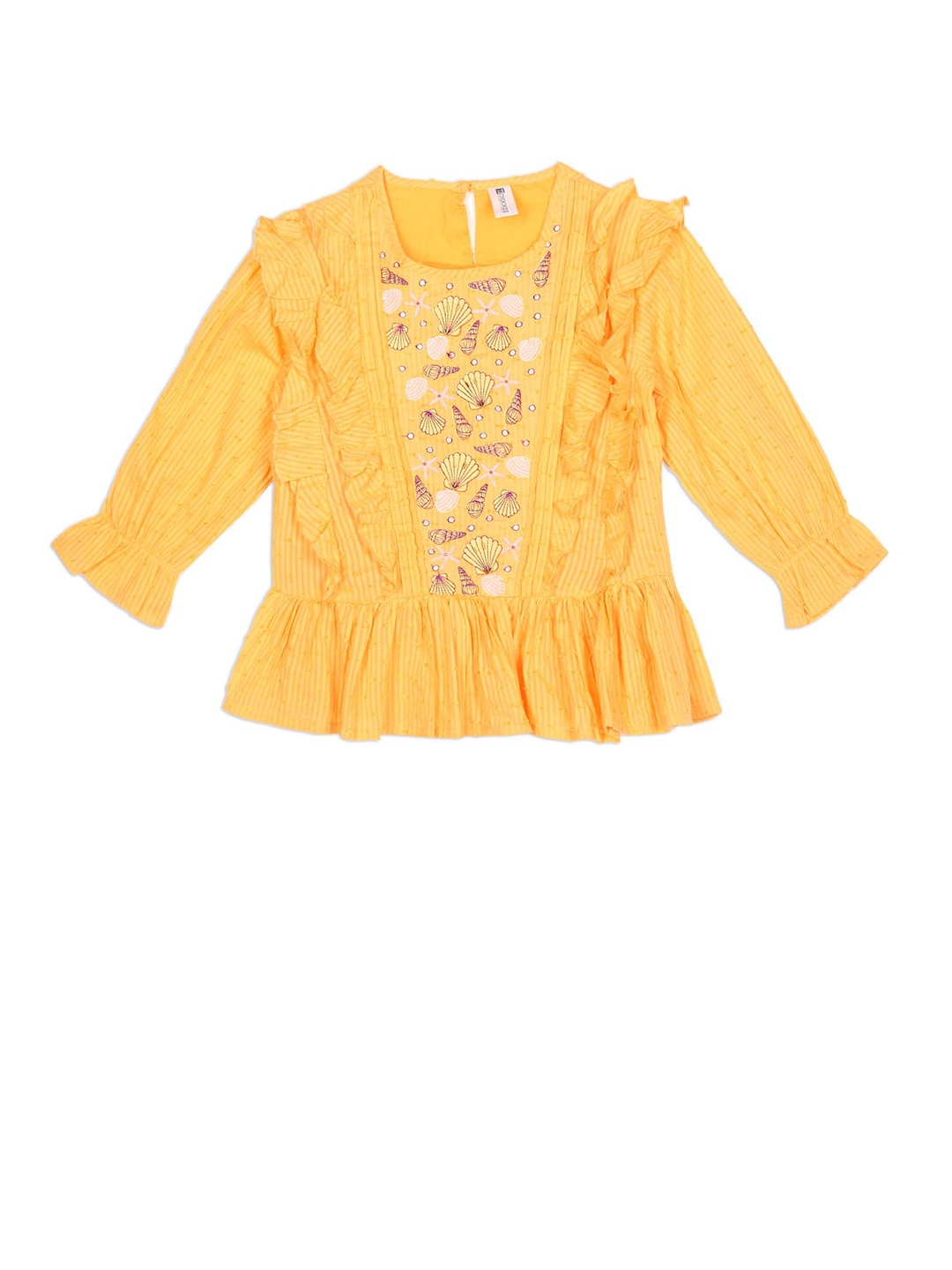 

Cherokee Yellow Striped Peplum Top