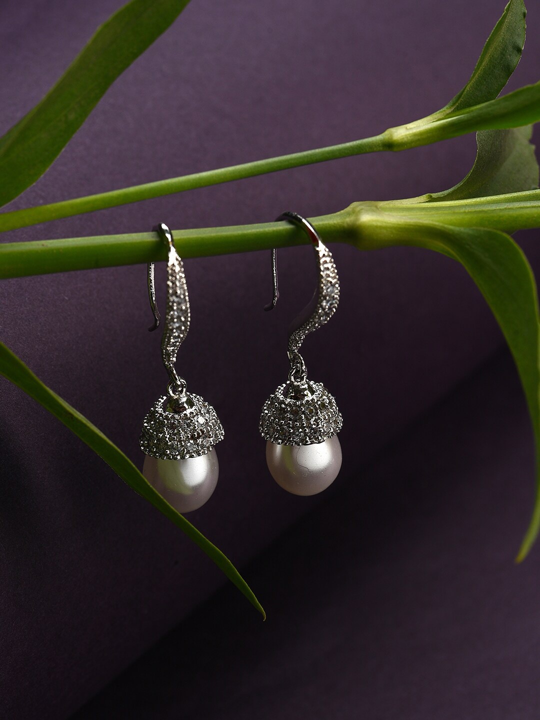 

SOHI Women Silver-Toned Contemporary Drop Earrings