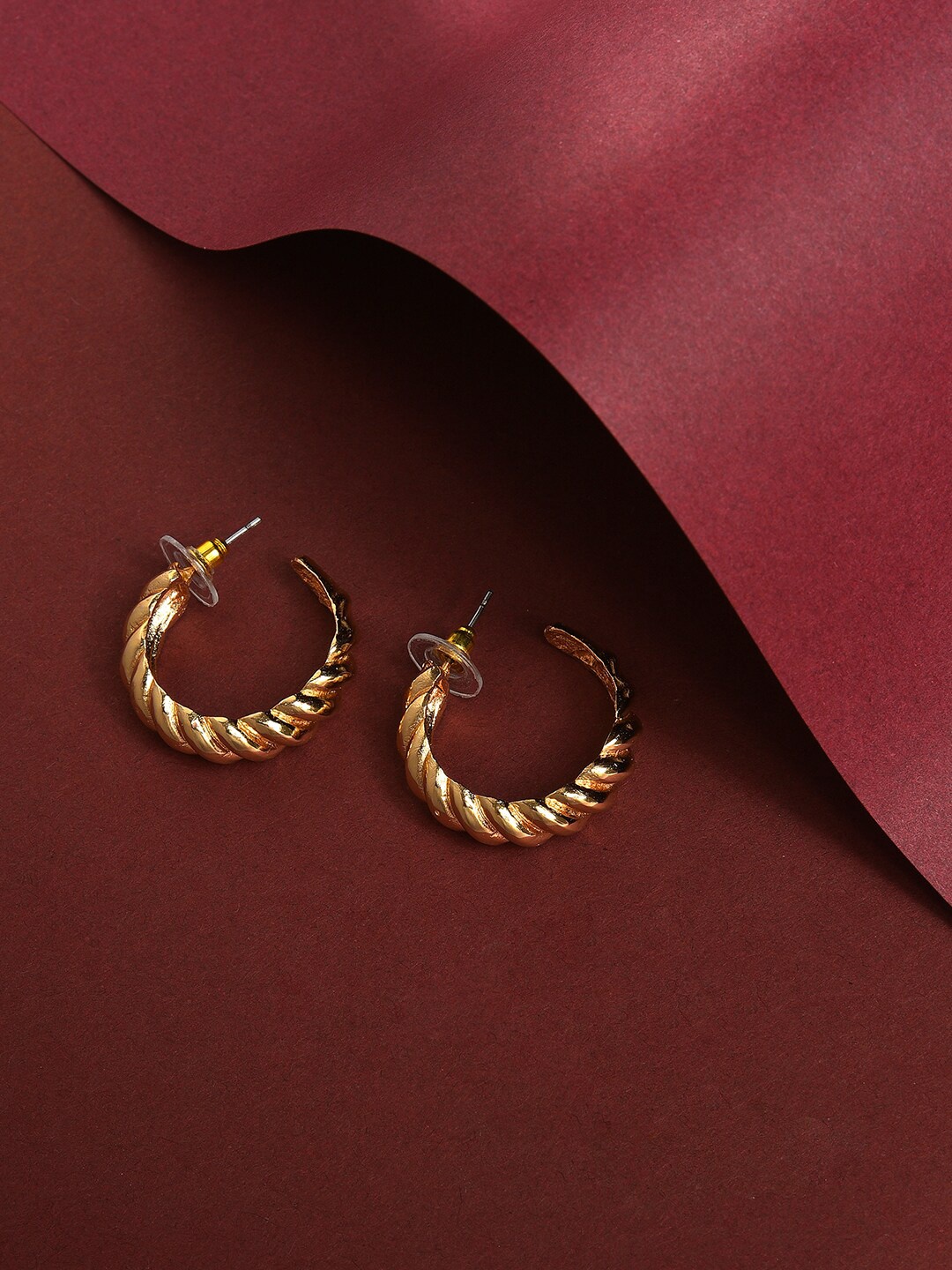 

SOHI Gold-Plated Contemporary Half Hoop Earrings