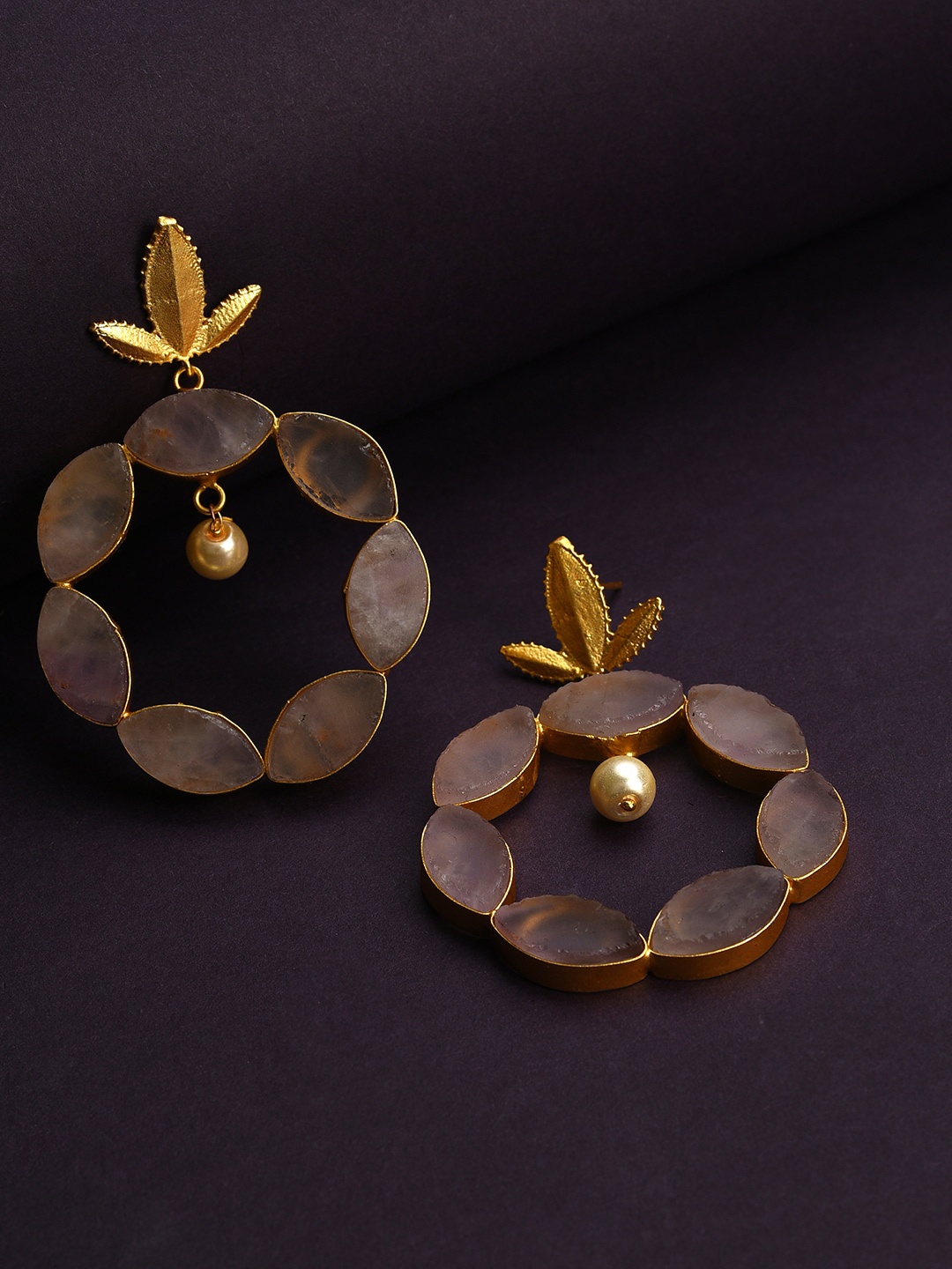 

SOHI Women Gold & Lavender Contemporary Contemporary Drop Earrings