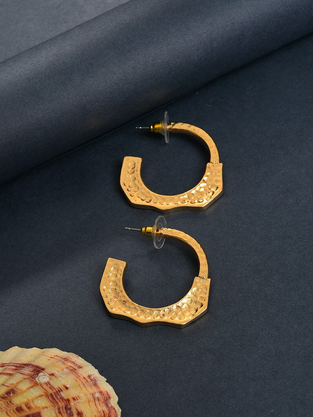 SOHI Women Gold-Toned Contemporary Half Hoop Earrings
