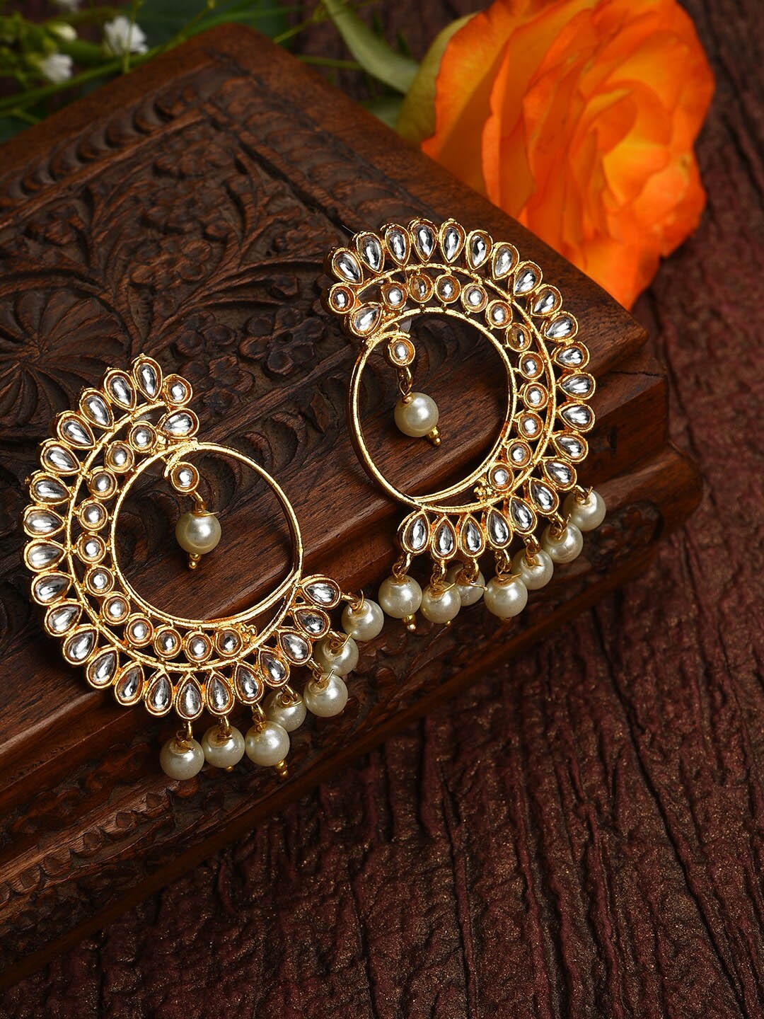 

SOHI Gold-Toned Kundan Earrings