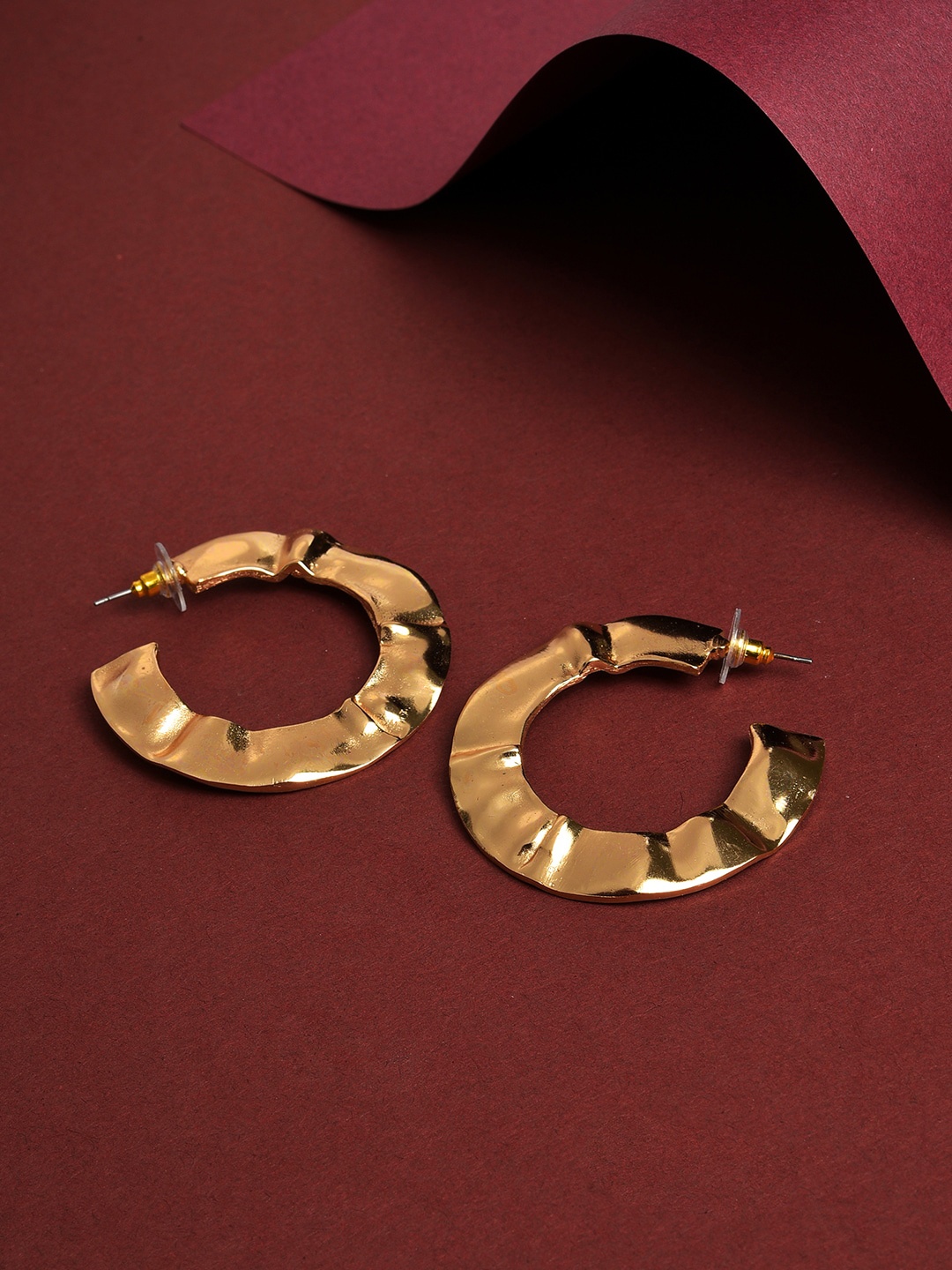 

SOHI Gold-Plated Contemporary Half Hoop Earrings