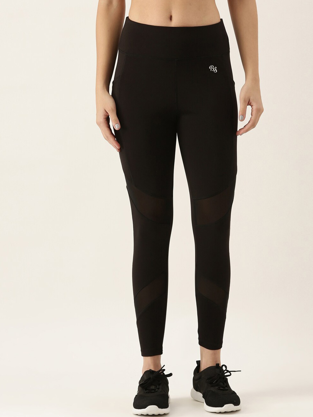 

Bannos Swagger Women Black Solid Front Mesh Training Tights