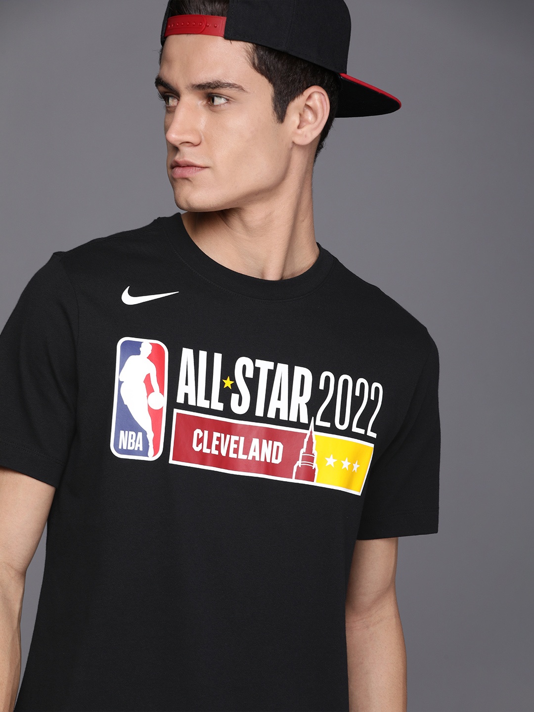 

Nike Men Black & White Typography Printed Pure Cotton Basketball T-shirt
