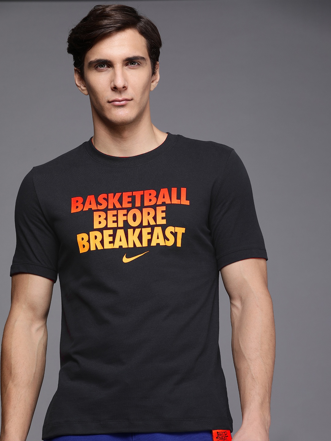 

Nike Men Black & Yellow Printed Dri-FIT Basketball T-shirt