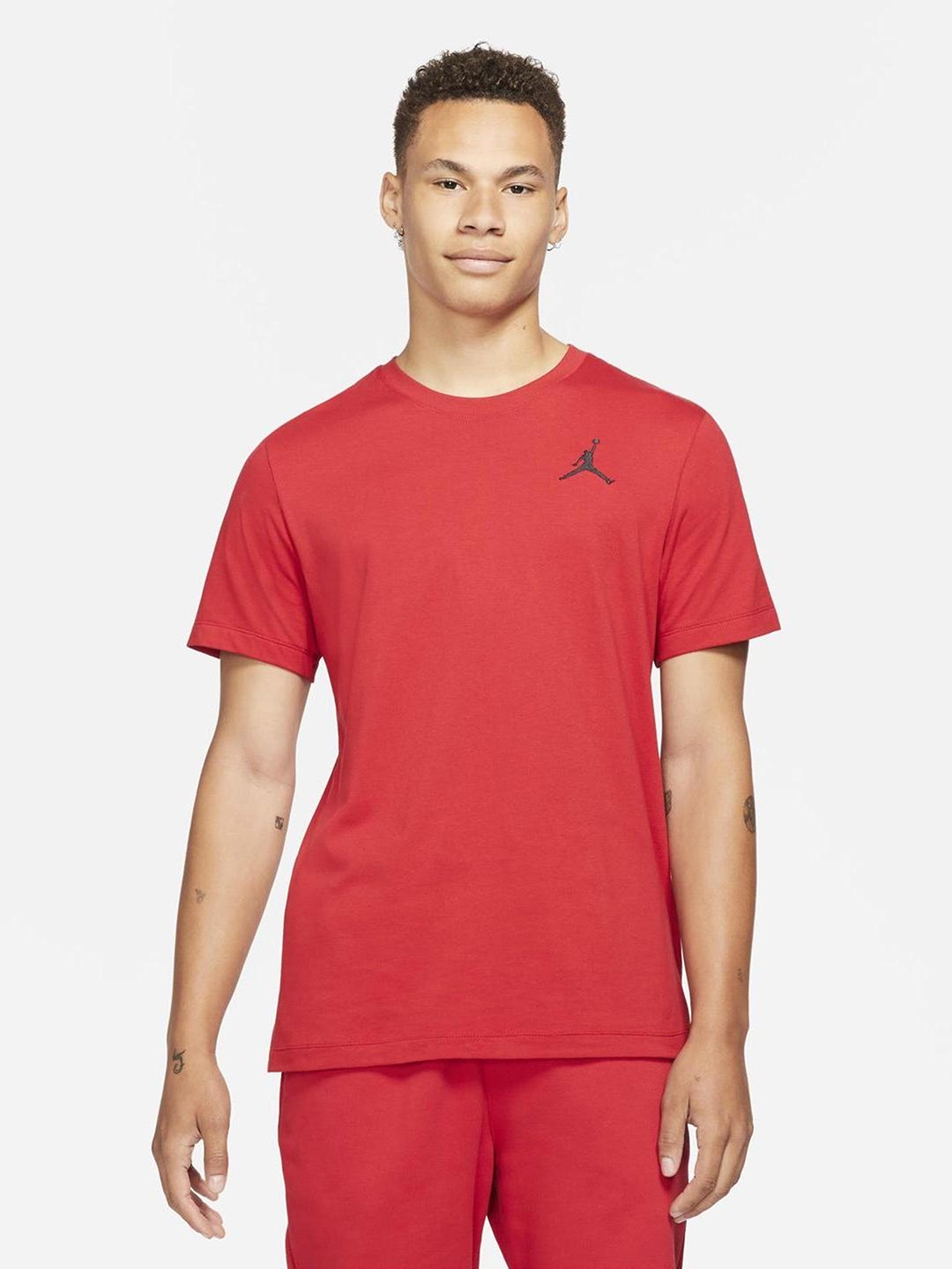 

Nike Men Red Solid Pure Cotton Jordan Jumpman T-shirt