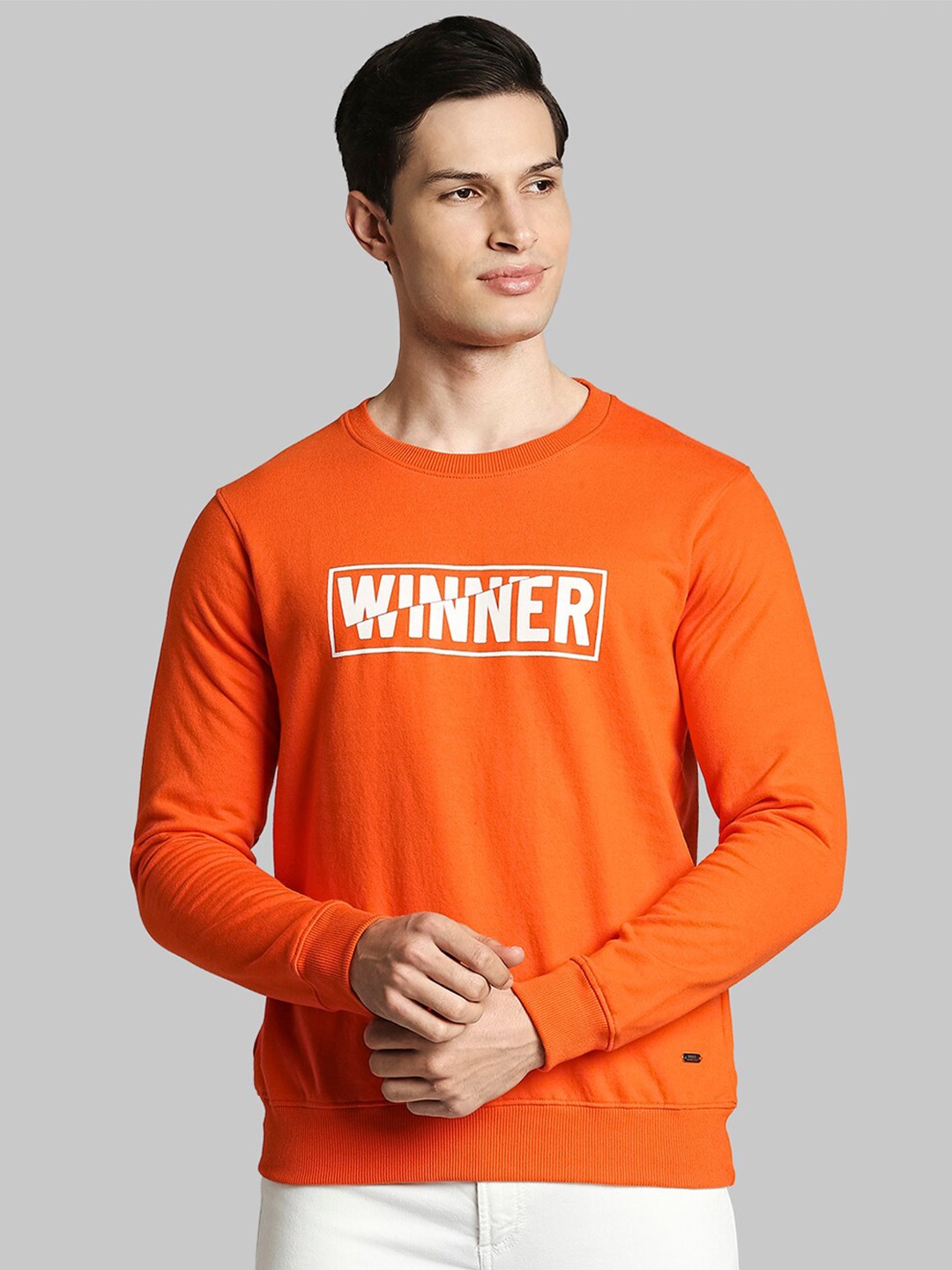 

Parx Men Orange Printed Sweatshirt
