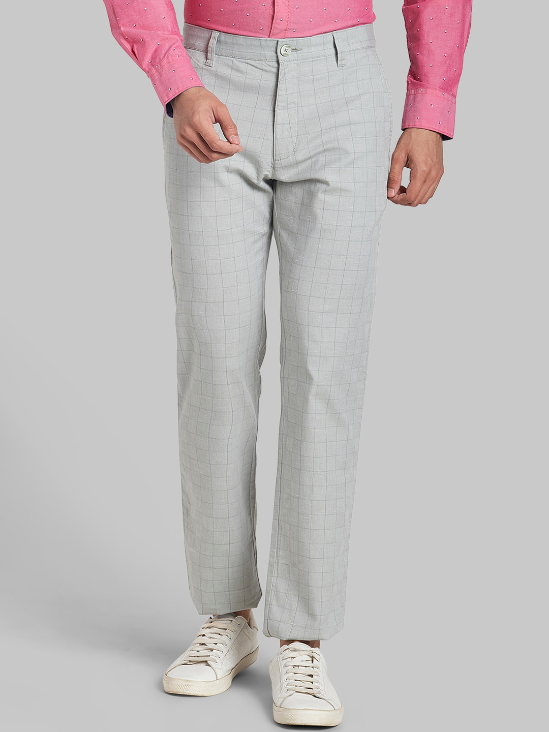 

Parx Men Grey Checked Tapered Fit Trousers