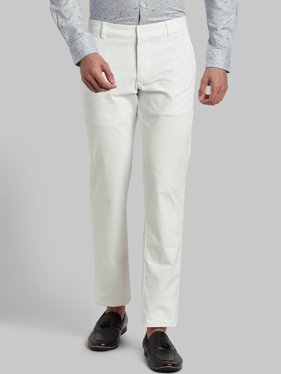 

Parx Men White Tapered Fit Trousers