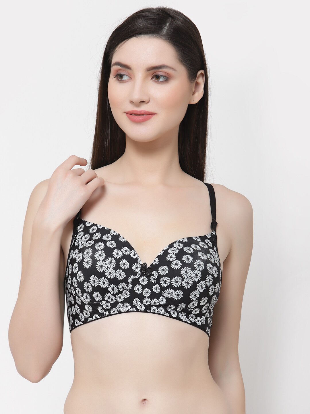 

Floret Black & White Floral Lightly Padded Bra