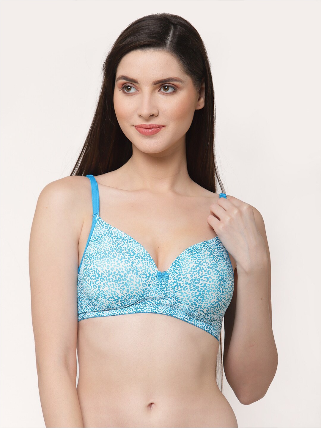

Floret Turquoise Blue & White Abstract Printed Lightly Padded Bra