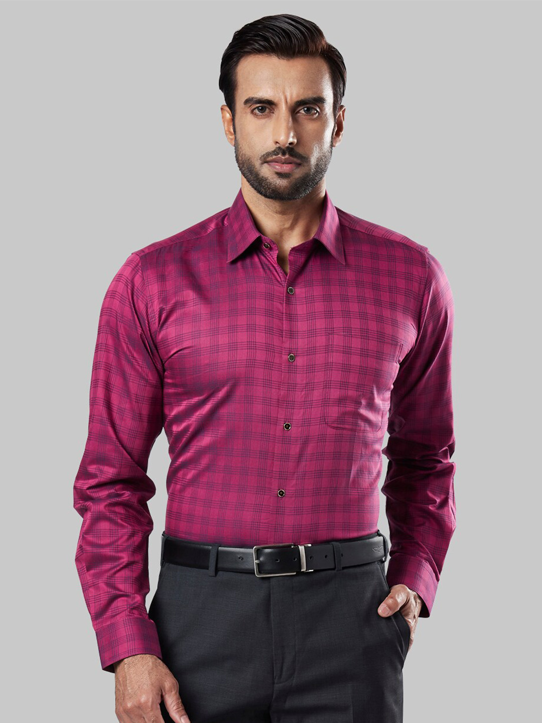 

Raymond Men Red Checked Cotton Formal Shirt