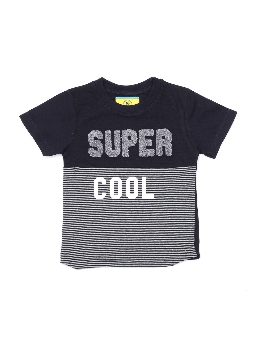 

Lil Lollipop Kids Black & Grey Typography Printed Cotton T-shirt