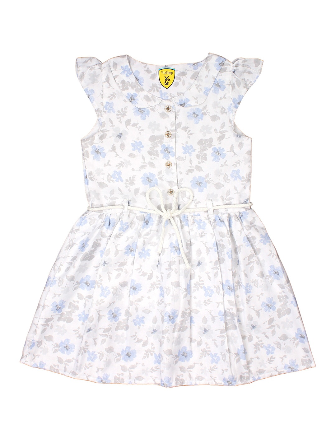 

Lil Lollipop Girls White Floral Printed Cotton Dress