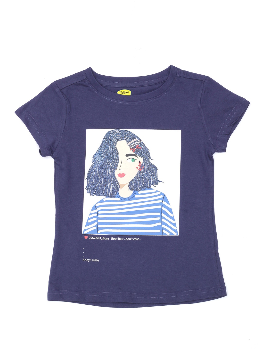 

Lil Lollipop Blue & White Print Cotton Top
