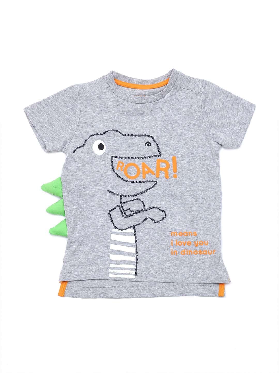 

Lil Lollipop Kids Grey & Blue Printed Cotton T-shirt