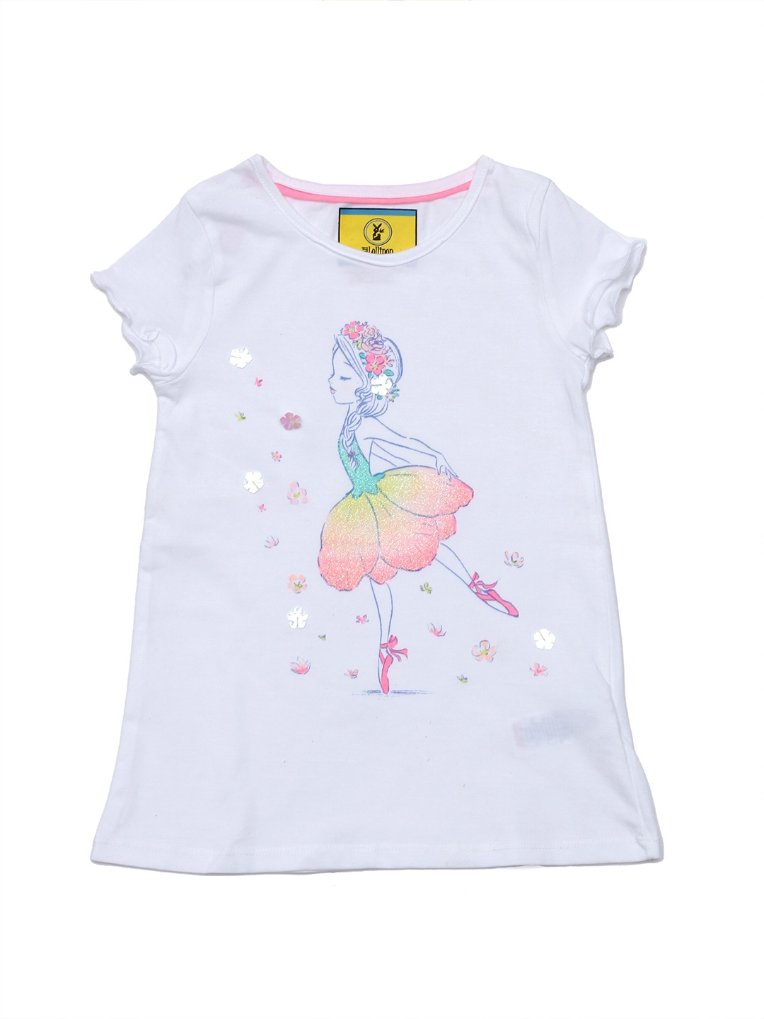 

Lil Lollipop Girls White Printed Cotton Top