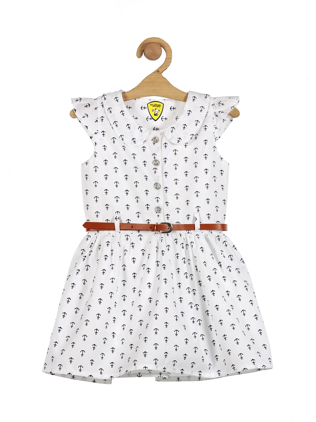 

Lil Lollipop White & Blue Peter Pan Collar Cotton Dress