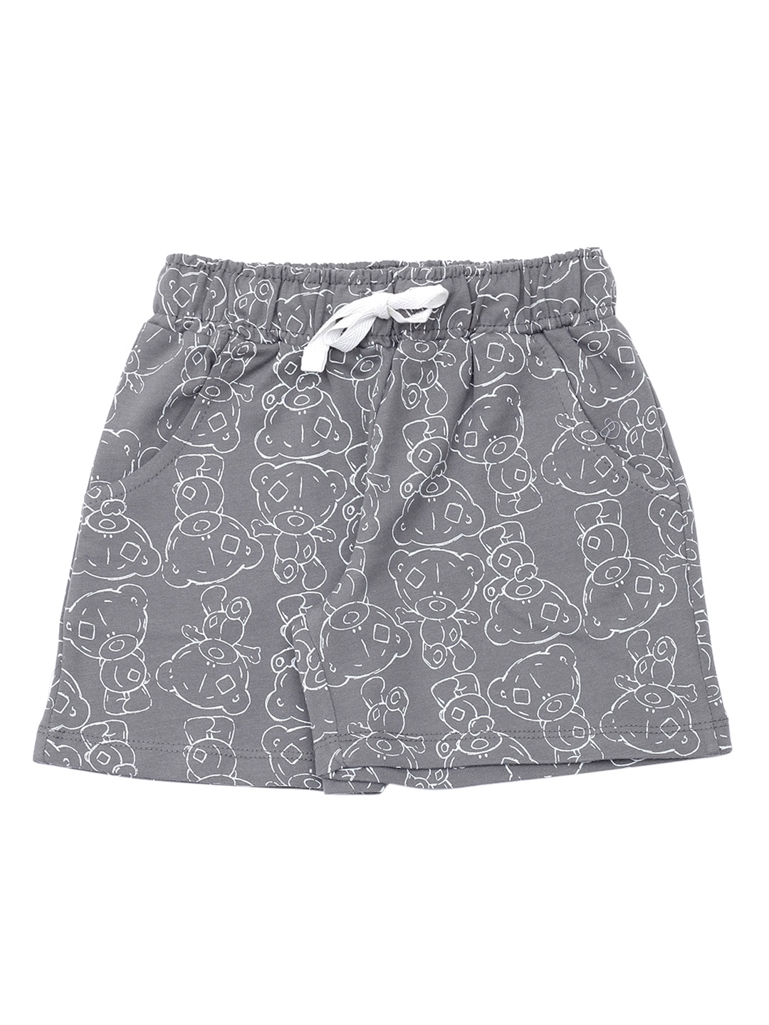 

Lil Lollipop Unisex Kids Grey Printed Cotton Shorts