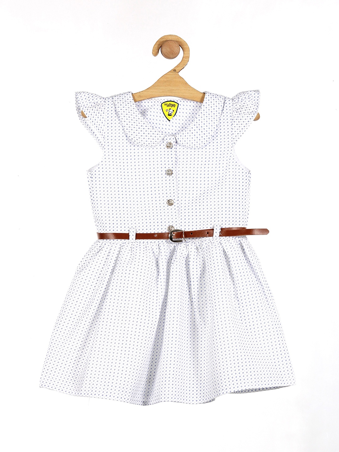 

Lil Lollipop White & Blue Peter Pan Collar Cotton Dress