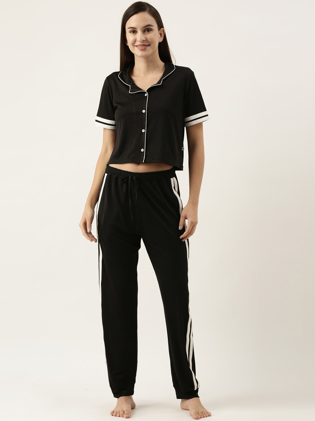 

Bannos Swagger Women Black Cropped Night Suit