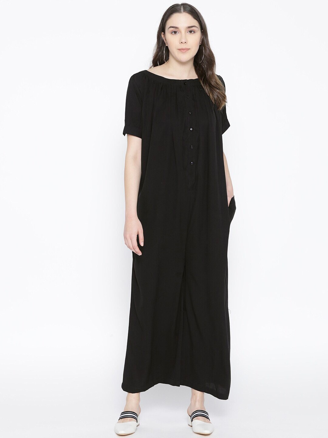 Cottinfab Women Black Basic Jumpsuit