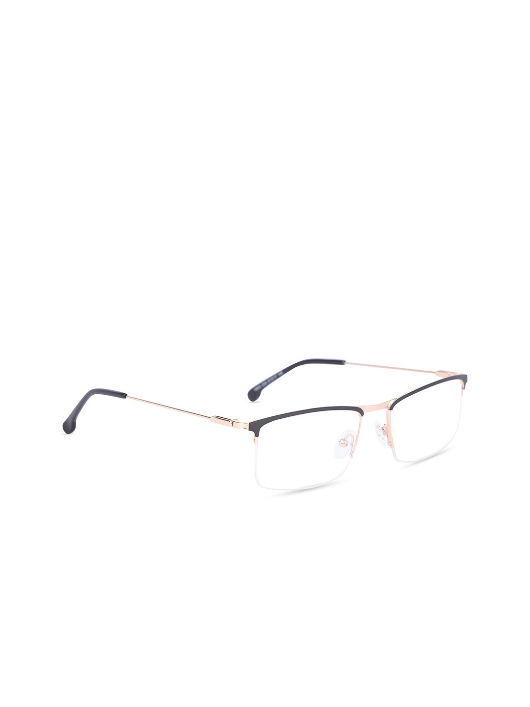 

MARC LOUIS Unisex Black & Rose Gold Half Rim Rectangle Frames 190G C03