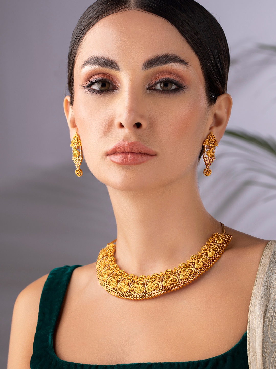 

Rubans Gold-Plated Peacock Motif Jewellery Set