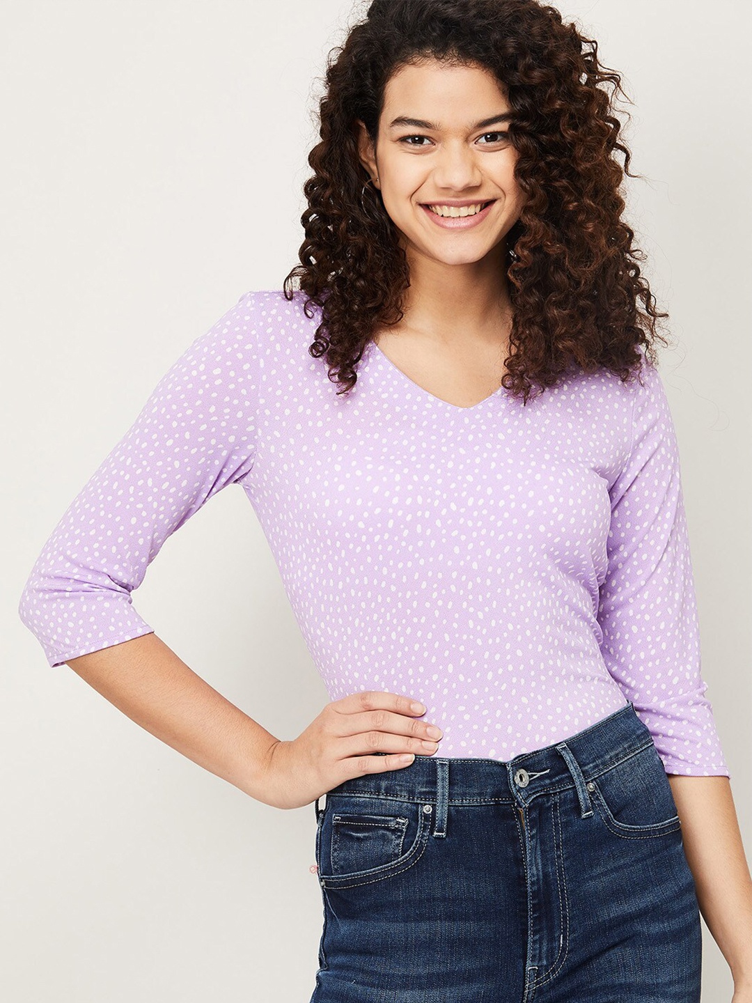 

Bossini Lavender Micro Pattern Printed Top