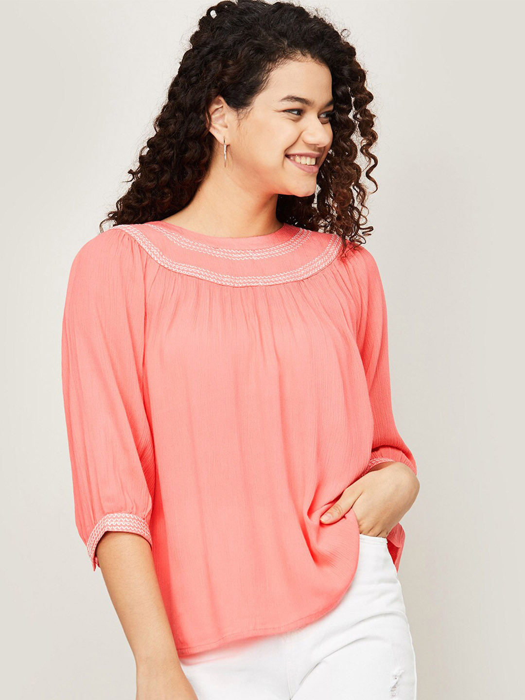 

Fame Forever by Lifestyle Coral Pink Solid Top