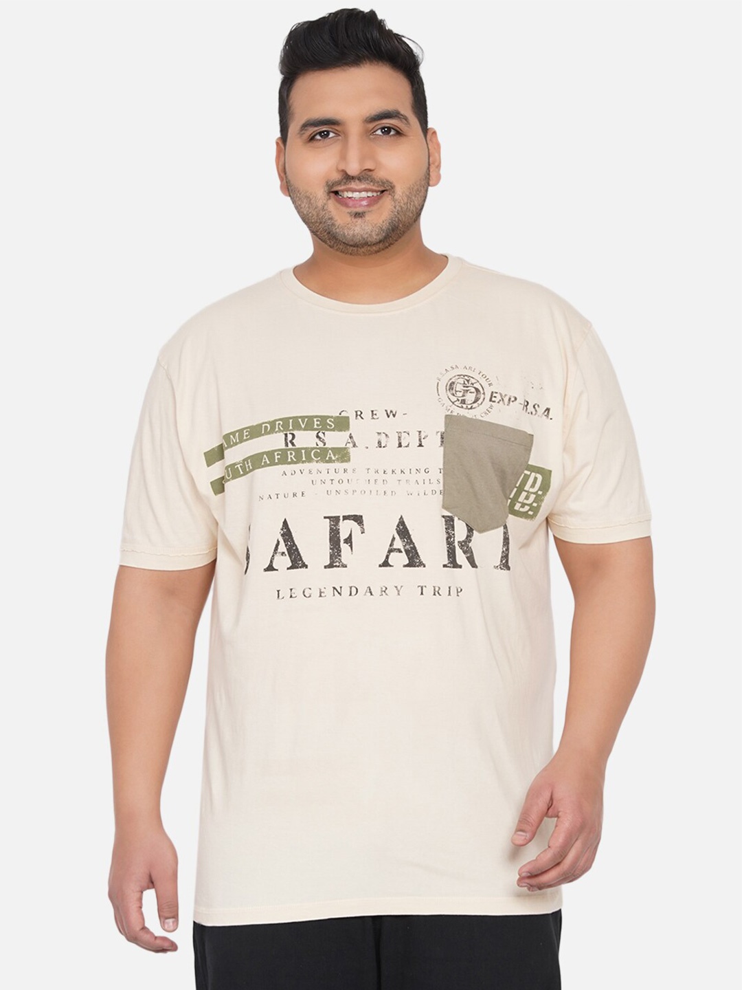 

Santonio Men Beige Typography Printed T-shirt