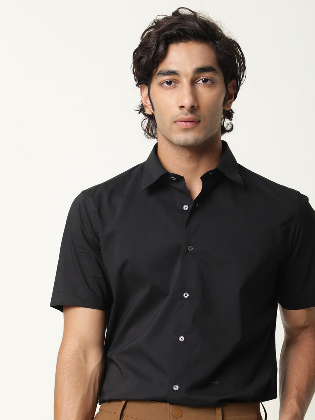 

RARE RABBIT Men Neutro Slim Fit Cotton Shirt, Black