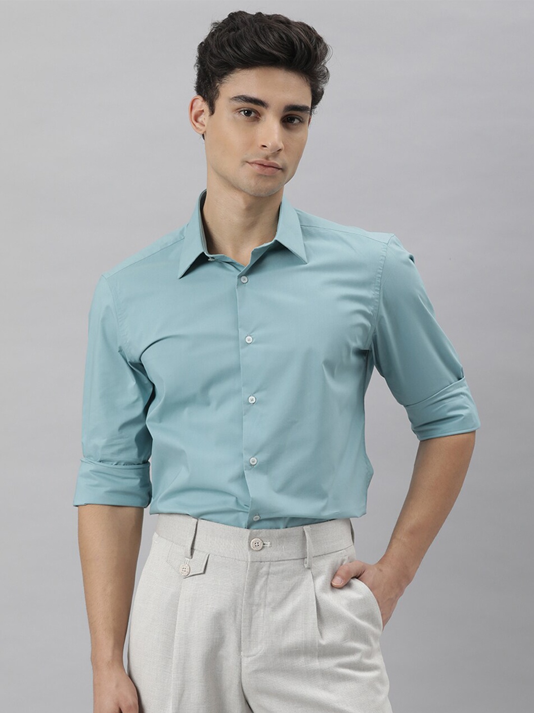 

RARE RABBIT Men Neutro Slim Fit Cotton Shirt, Blue