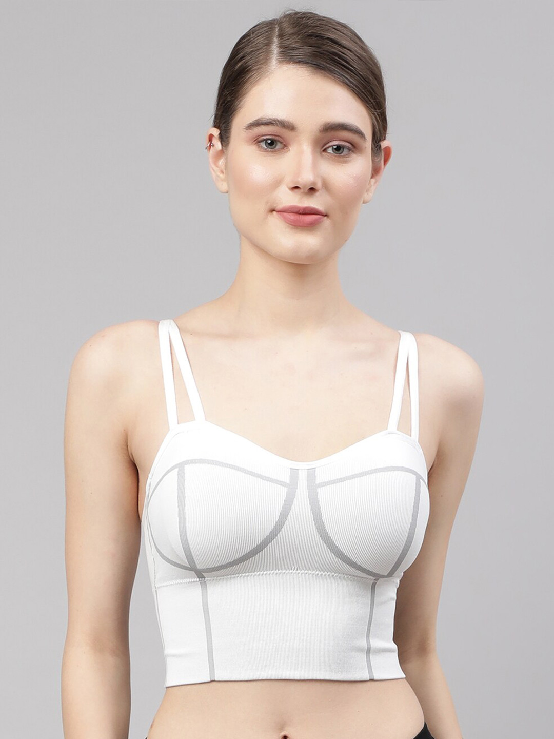 

PrettyCat White & Blue Bralette Bra - Lightly Padded