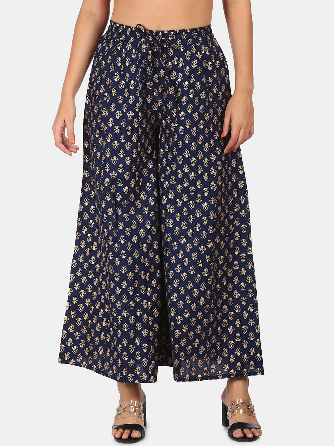 

Anahi Women Blue Ethnic Motifs Printed Flared Cropped Palazzos
