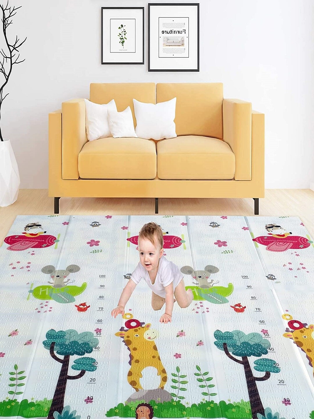 

Tormeti Kids White Double-Sided Cartoon Character Printed Reversible Playmat