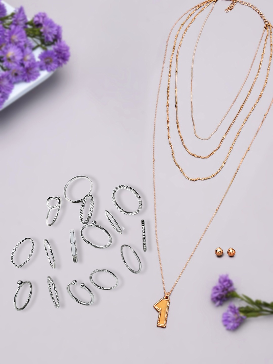 

AMI Gold-Toned & Silver-Toned Gold-Plated Layered Chain